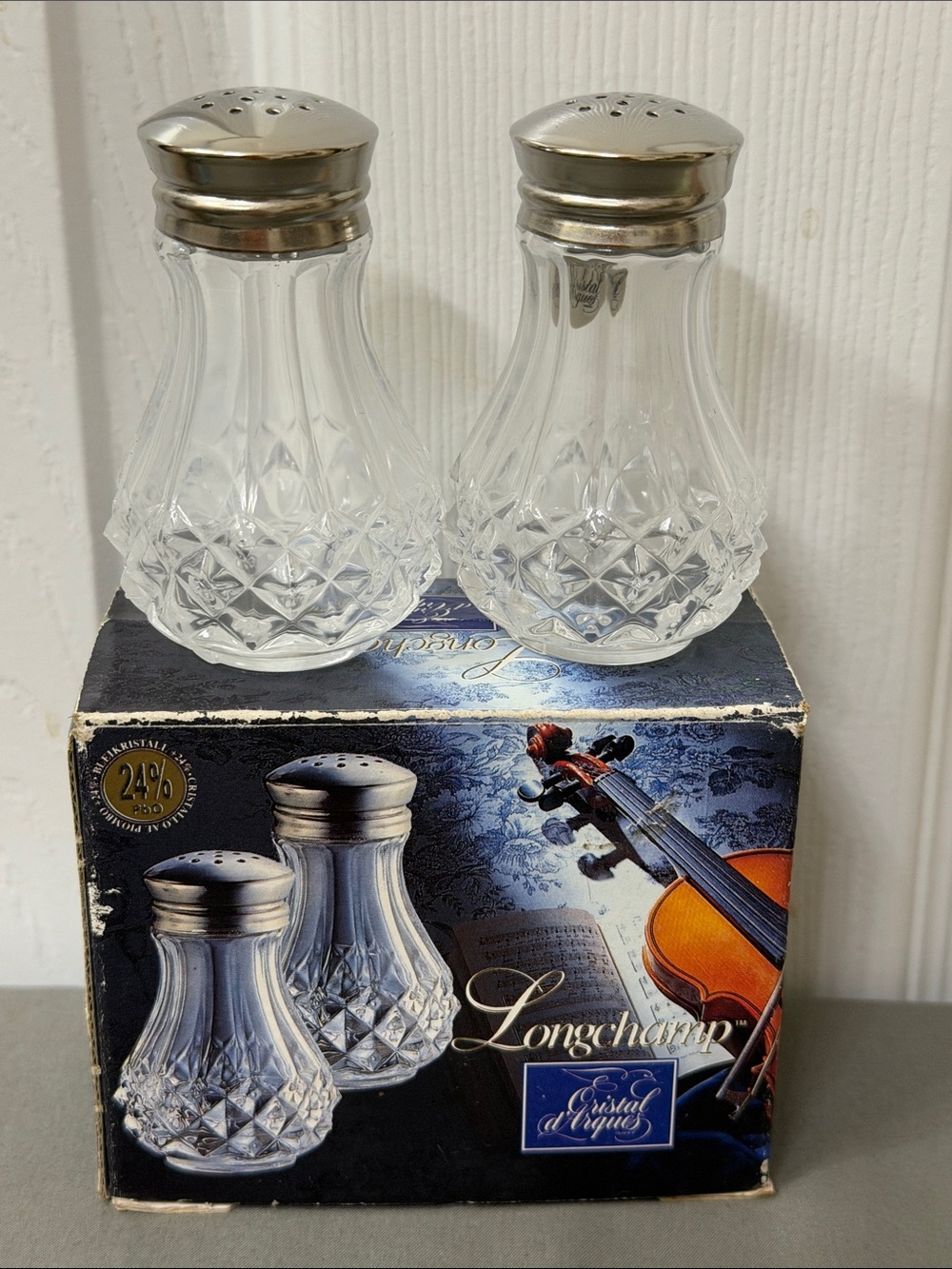24% Lead Crystal Salt & Pepper Shaker Set Brand New Cristal d Arques